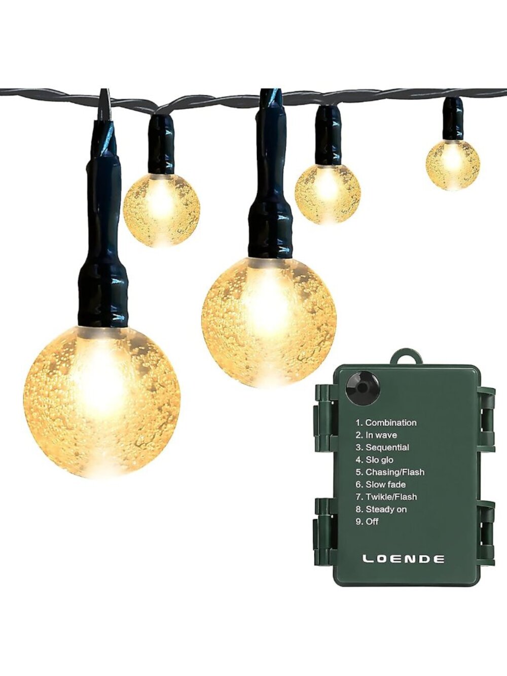 16ft Battery Operated Crystal Globe String Lights - 30 LED, 8 Modes, Waterproof